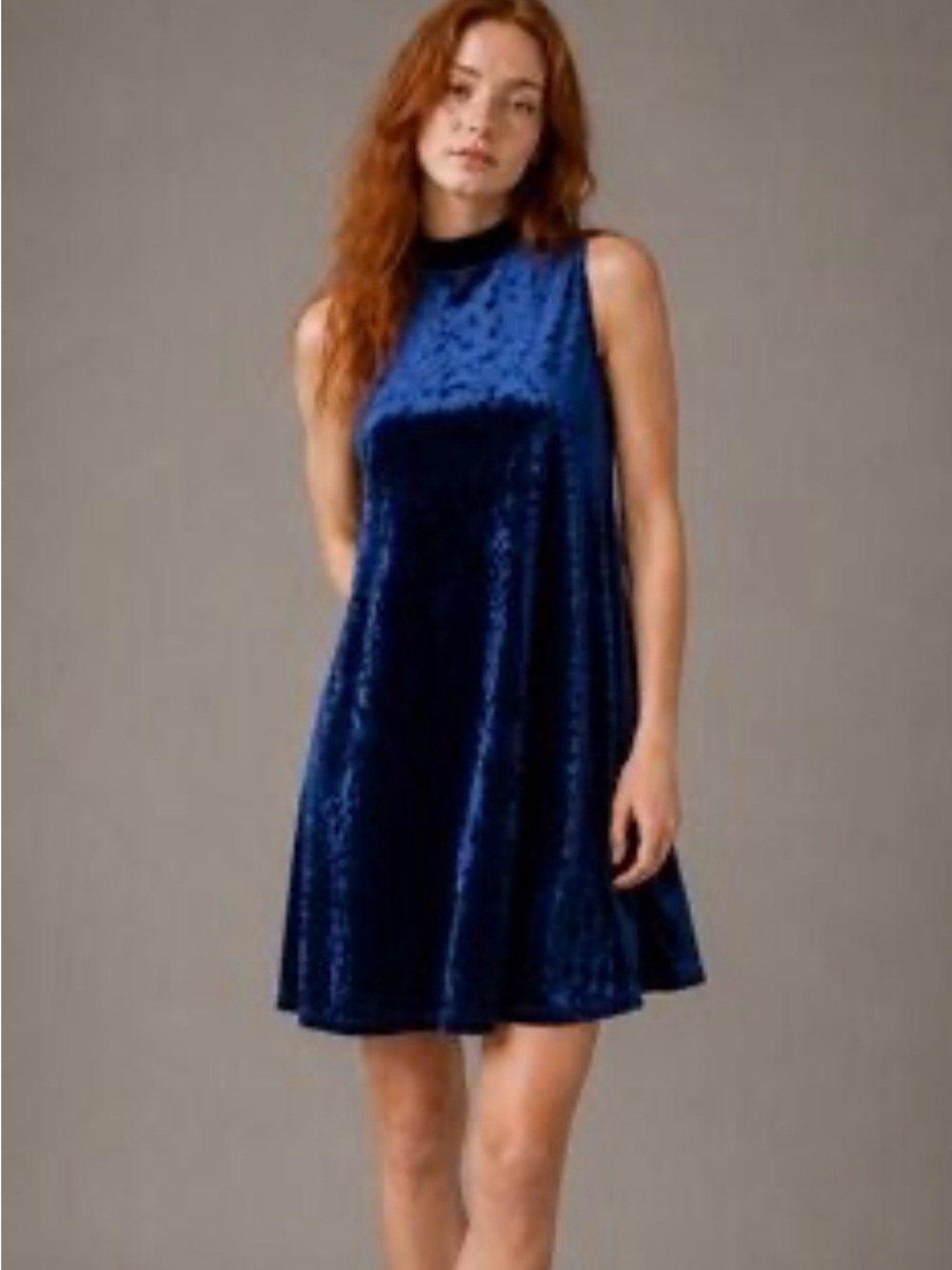 Sleeveless Royal Blue Velour Dress Size Medium